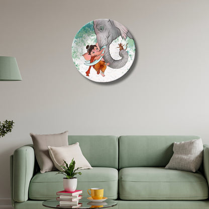 Ganesha Playing With Elephant Decorative Wall Plate