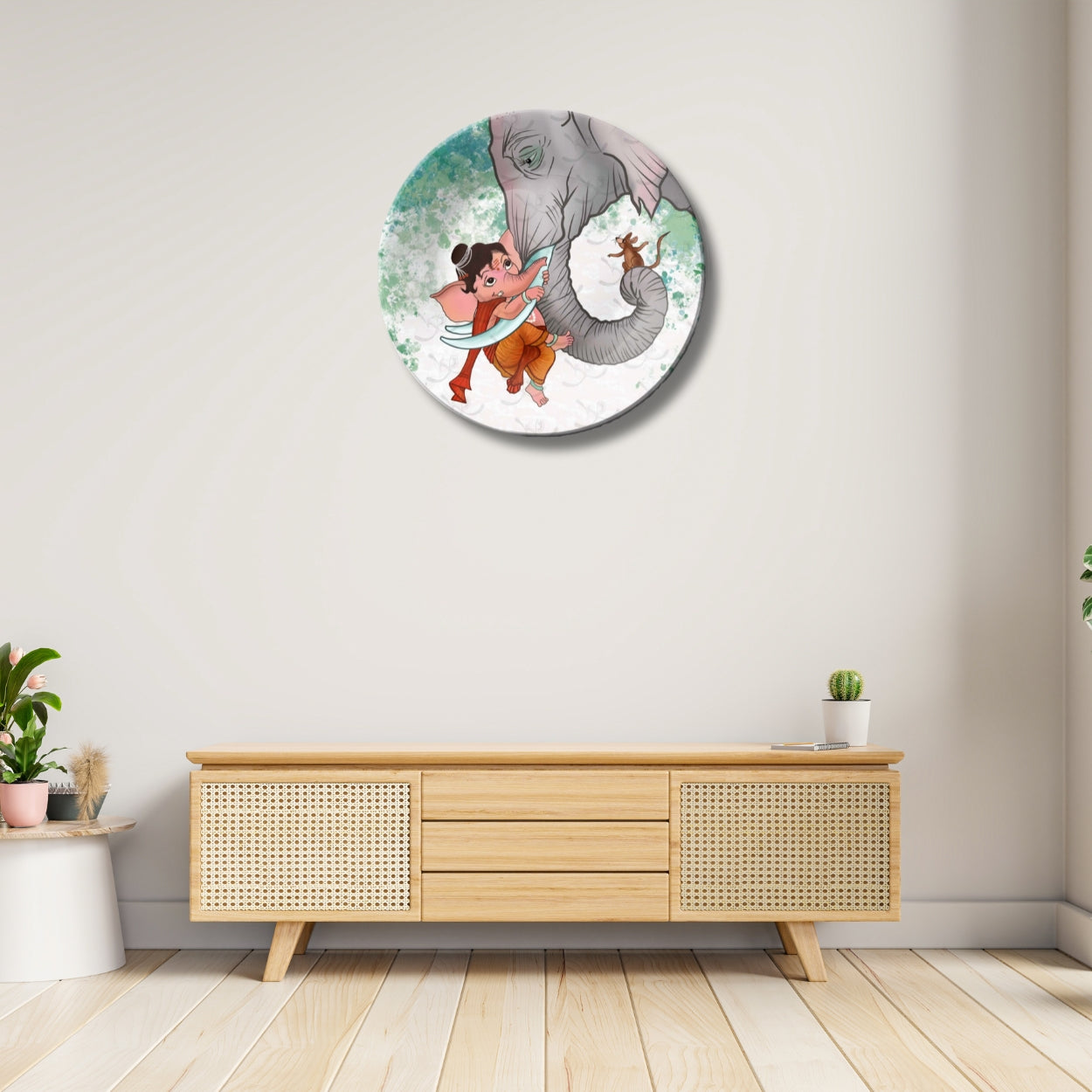 Ganesha Playing With Elephant Decorative Wall Plate