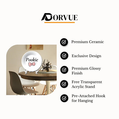 Pookie Bow Decorative Wall Plate For Gift or Girls Room Décor