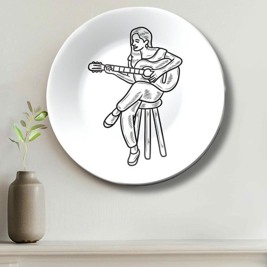 Woman Playing Guitar Timeless Decorative Wall Plate