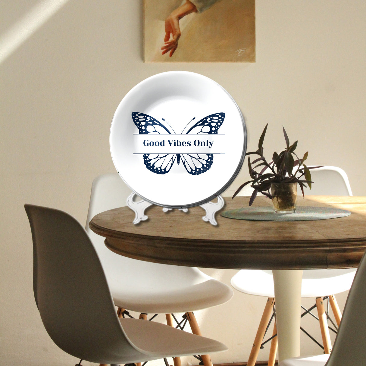 Good Vibes Only Butterfly Decorative Wall Plate Wall Hanging For Home Décor