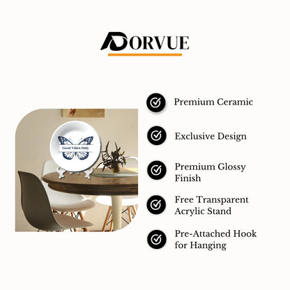 Good Vibes Only Butterfly Decorative Wall Plate Wall Hanging For Home Décor