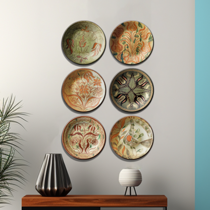 Set of 6 German Dish Art Ceramic Decorative Wall Plates Décor