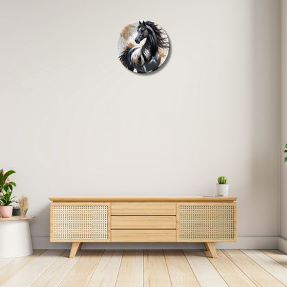 Royal Black Horse Ceramic Decorative Wall Plate For Home Décor