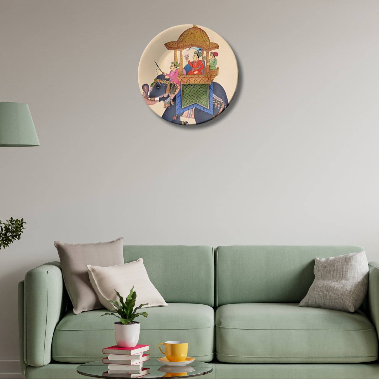 Caravan of King Royal Elephant and King Ceramic Wall Plate Home Décor