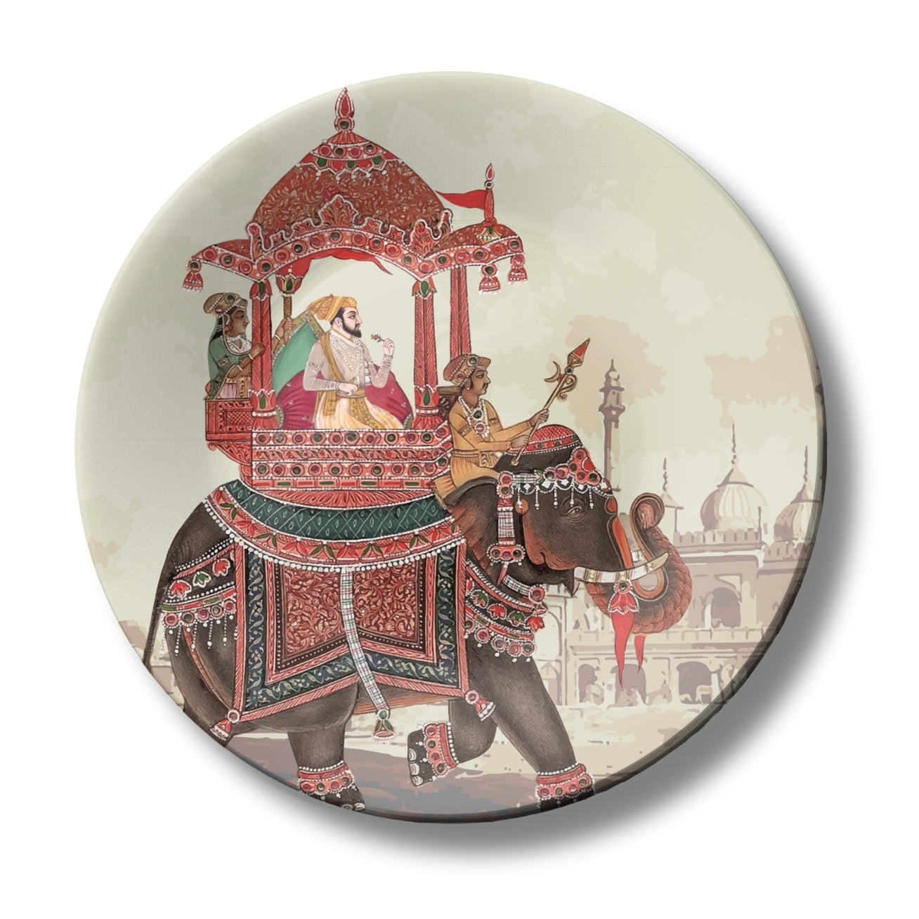 King on Royal Elephant Ceramic Wall Plate Home Décor