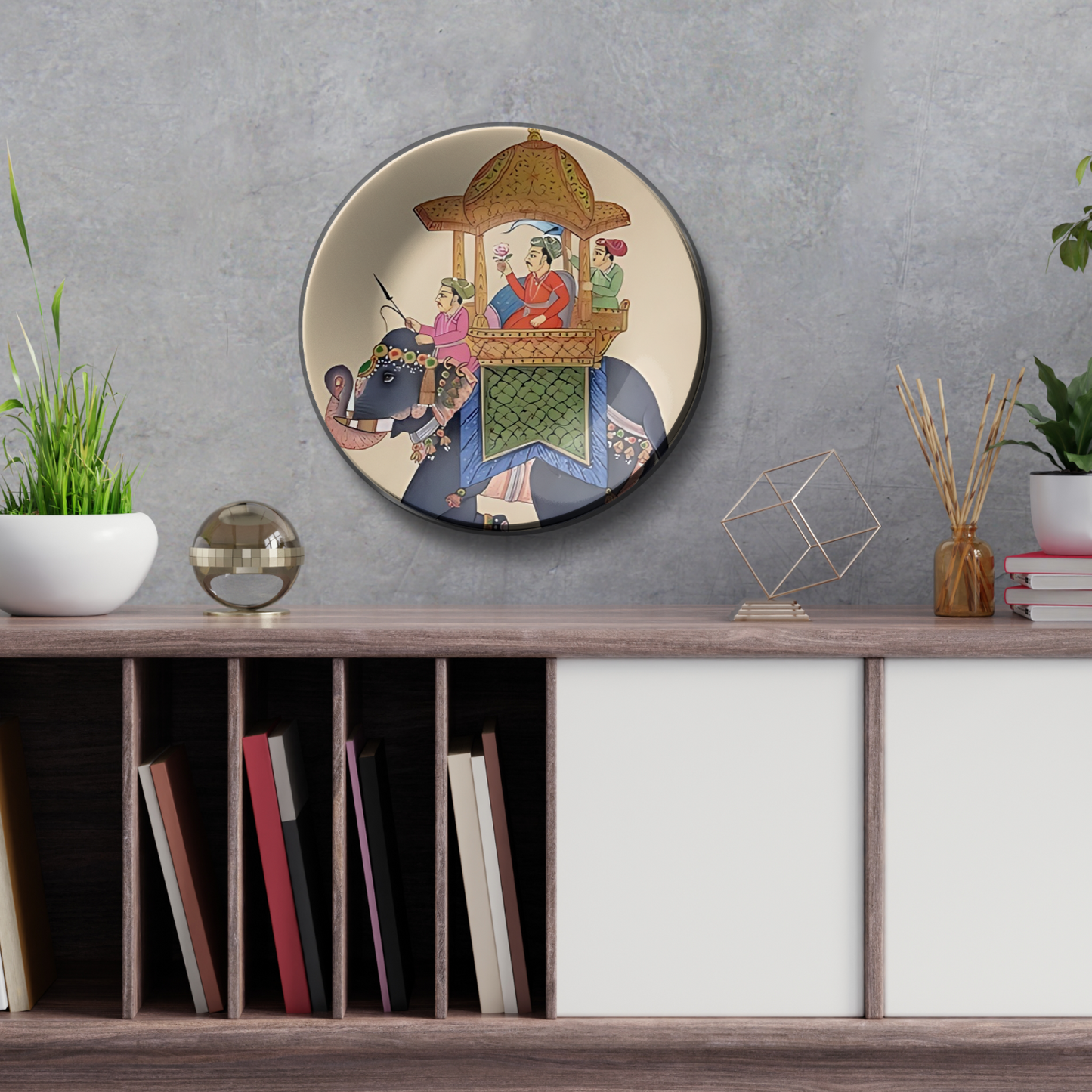 Caravan of King Royal Elephant and King Ceramic Wall Plate Home Décor