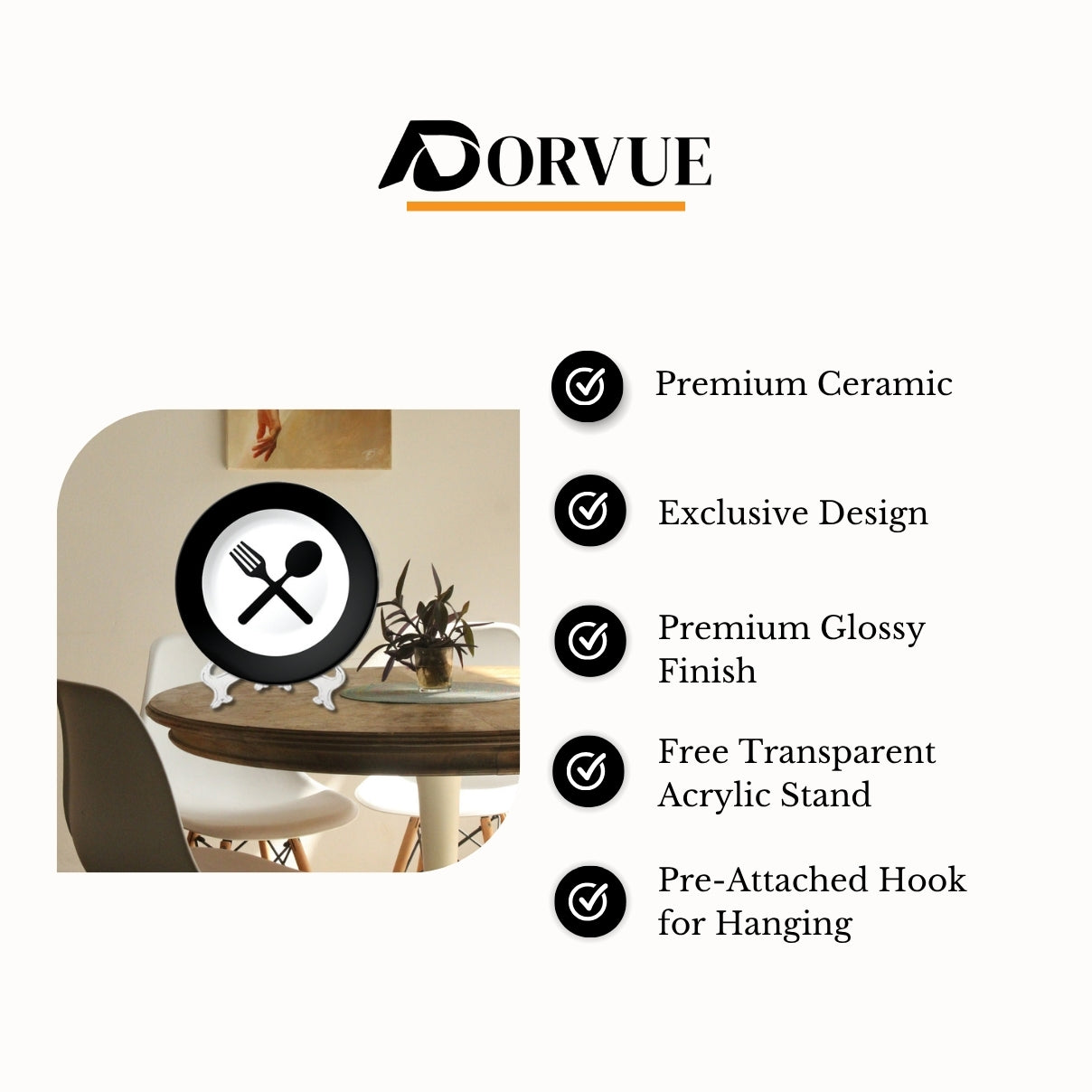 Spoon and Fork Decorative Wall Plate For Kitchen and Café Wall Décor