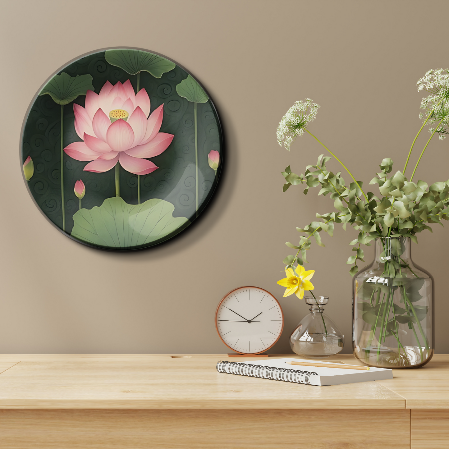 Pink Lotus Decorative Wall Plate For Home Décor