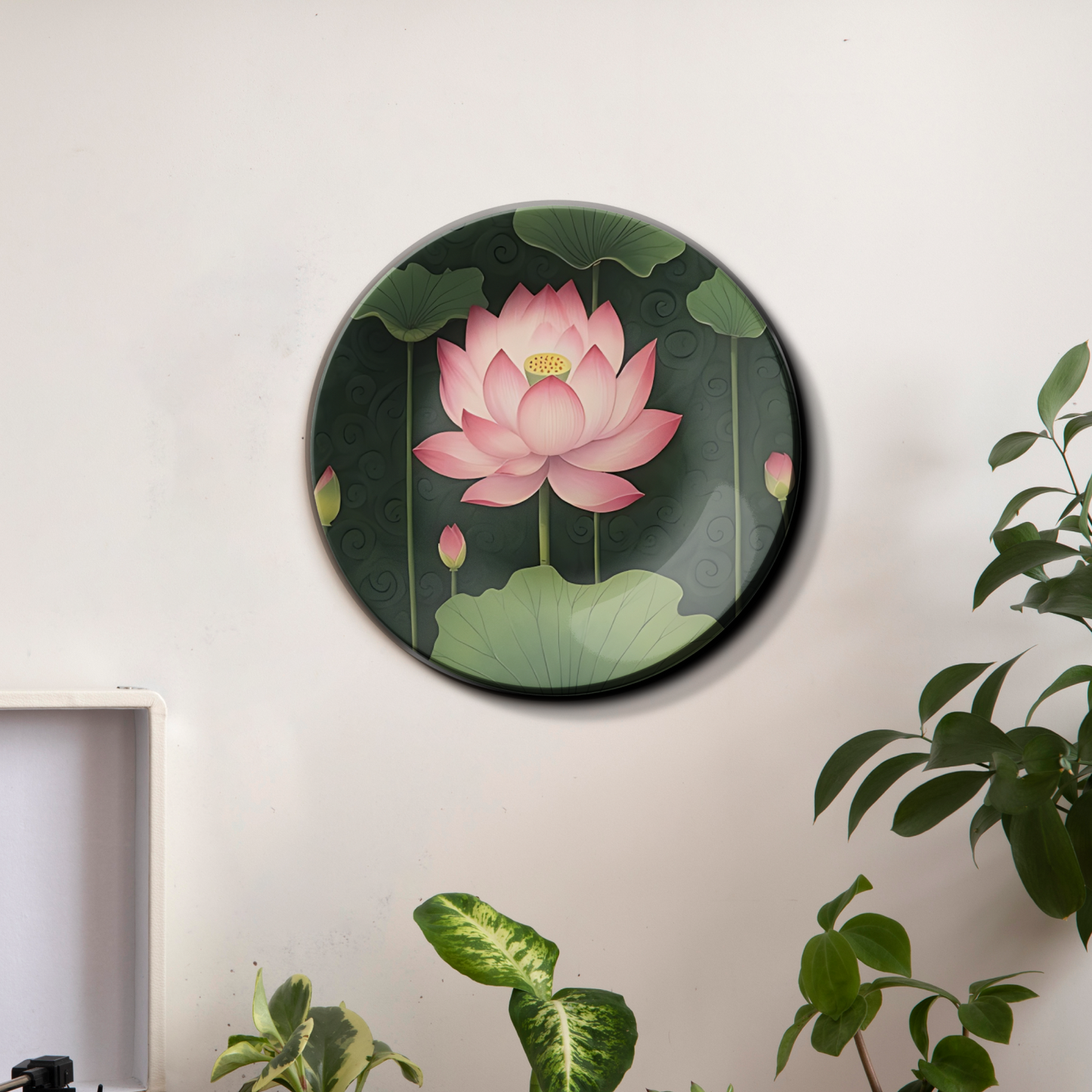 Pink Lotus Decorative Wall Plate For Home Décor