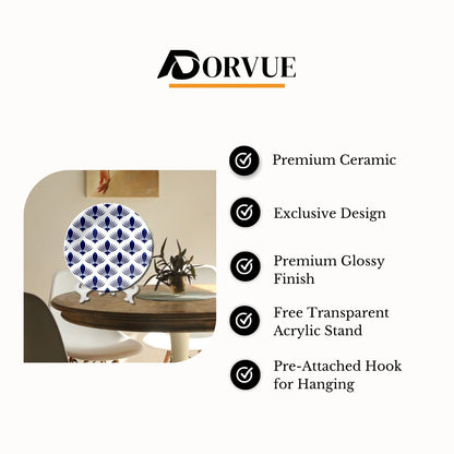 Royal Porcelain Sapphire Lotus Ceramic Wall Plate Home Décor