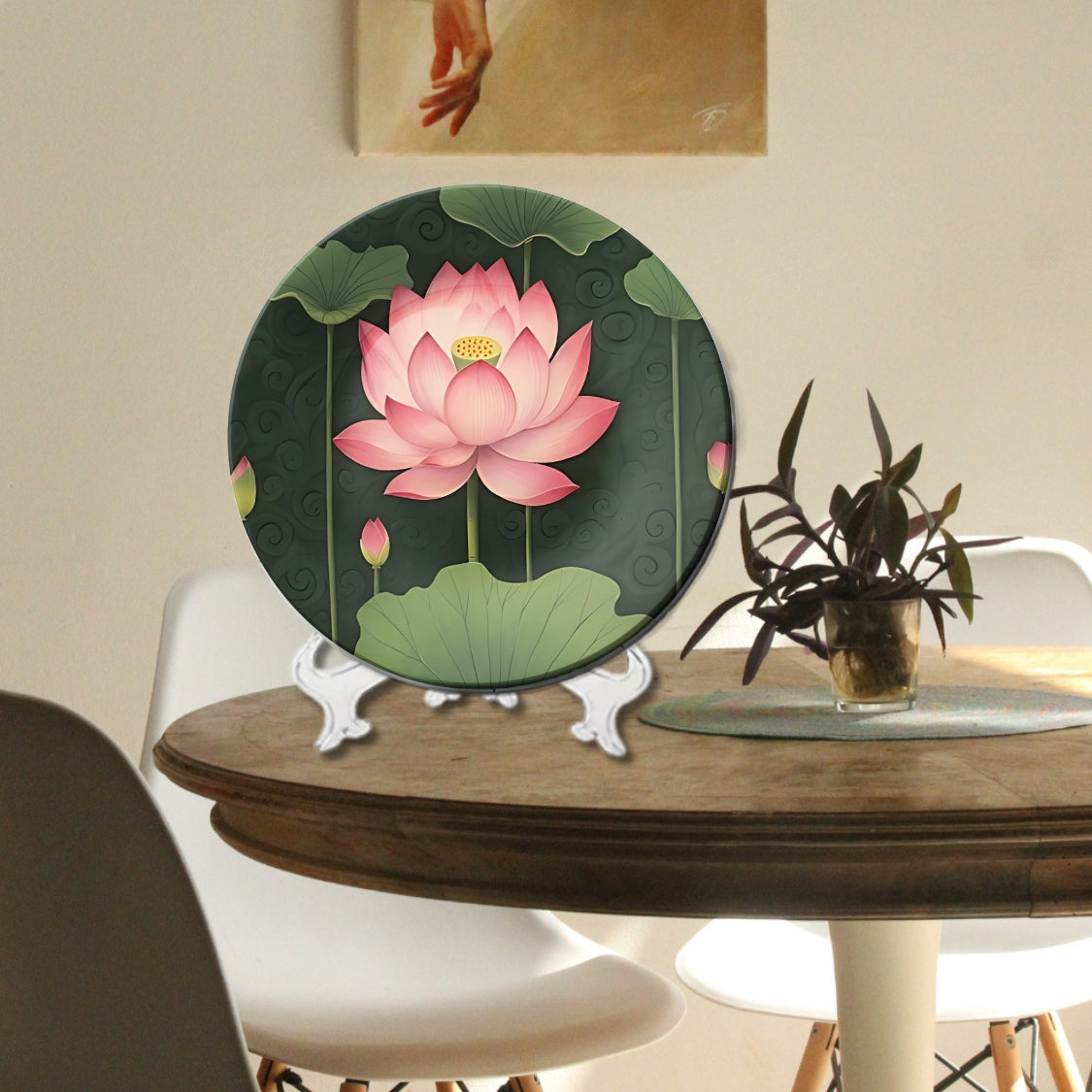 Set of 3 Lotus Goddess Ceramic Decorative Wall Plates Décor