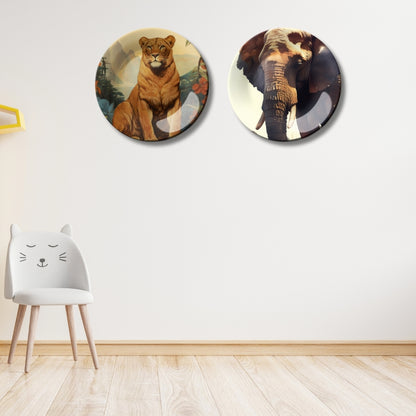 Set of 2 Regal Beasts Home Décor Wall Plates