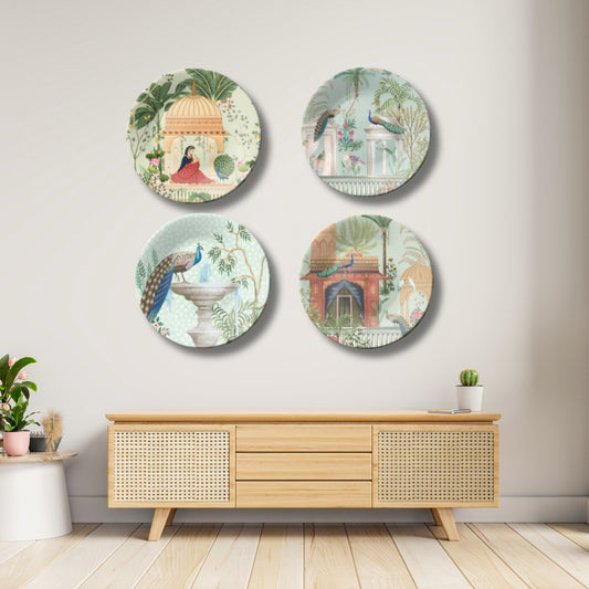 Set of 4 Botanical Bliss Heritage Luxury Wall Plates Home Décor
