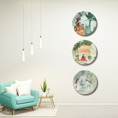 Set of 3 Divine Radha Krishna Art Painting Home Décor Wall Plates