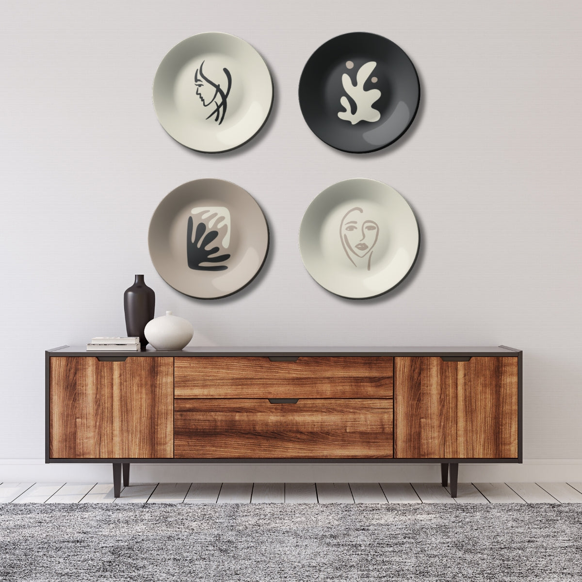 Set of 4 Minimalistic  Art Clam Luxury Wall Plates Home Décor