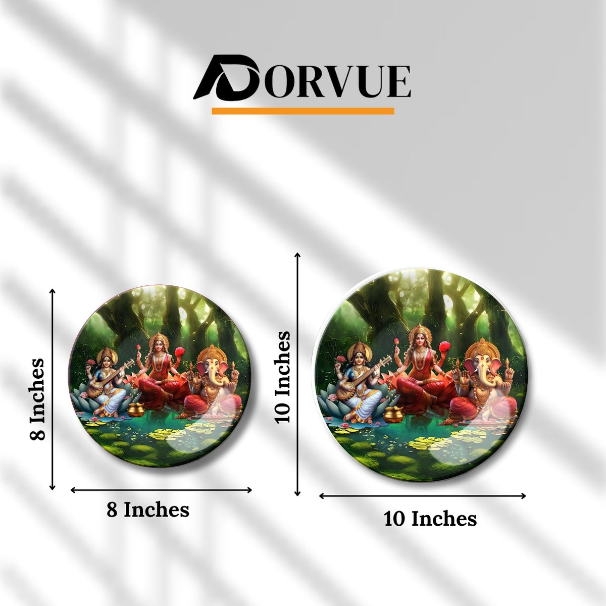 Maa Laxmi, Maa Saraswathi,  and Lord Ganesh Decorative Wall Plate