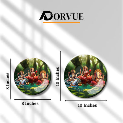 Maa Laxmi, Maa Saraswathi,  and Lord Ganesh Decorative Wall Plate