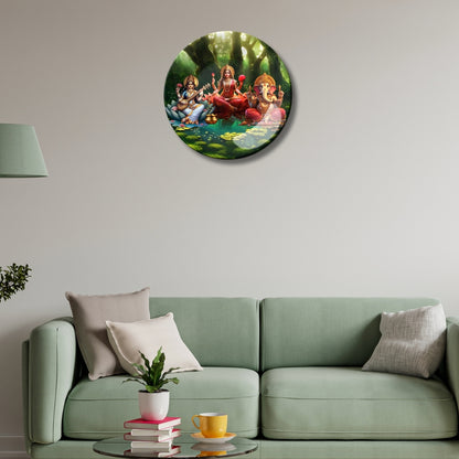 Maa Laxmi, Maa Saraswathi,  and Lord Ganesh Decorative Wall Plate