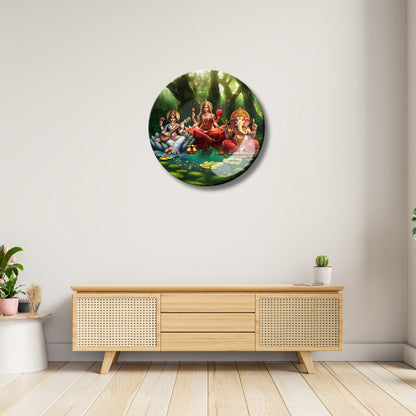 Maa Laxmi, Maa Saraswathi,  and Lord Ganesh Decorative Wall Plate