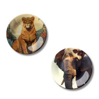 Set of 2 Regal Beasts Home Décor Wall Plates