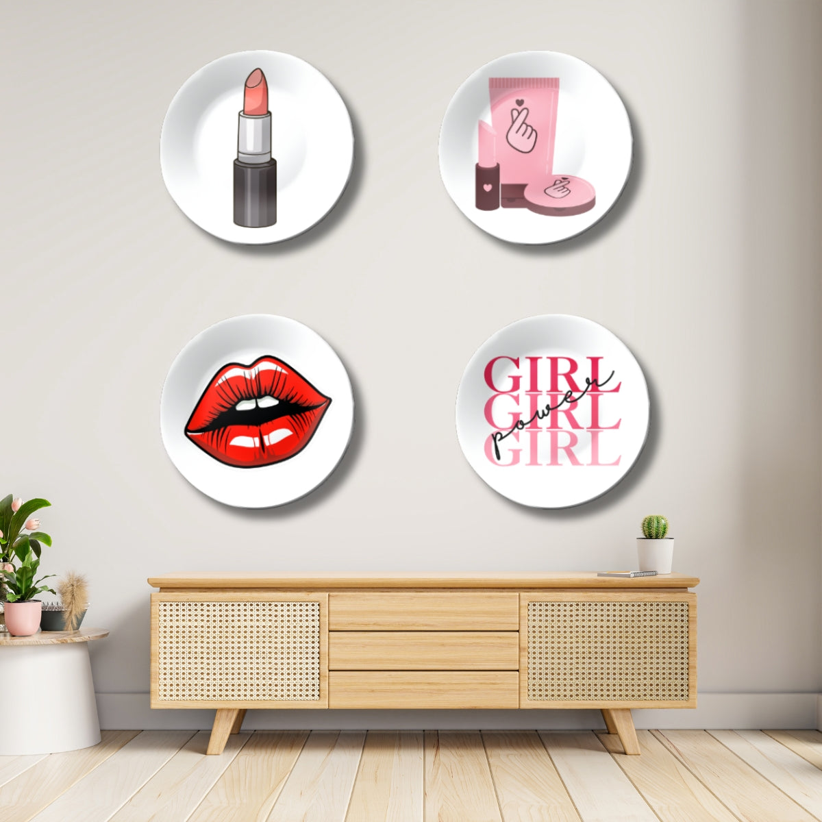 Set of 4 Glam Vibes Beauty Boss Home Décor Wall Plates
