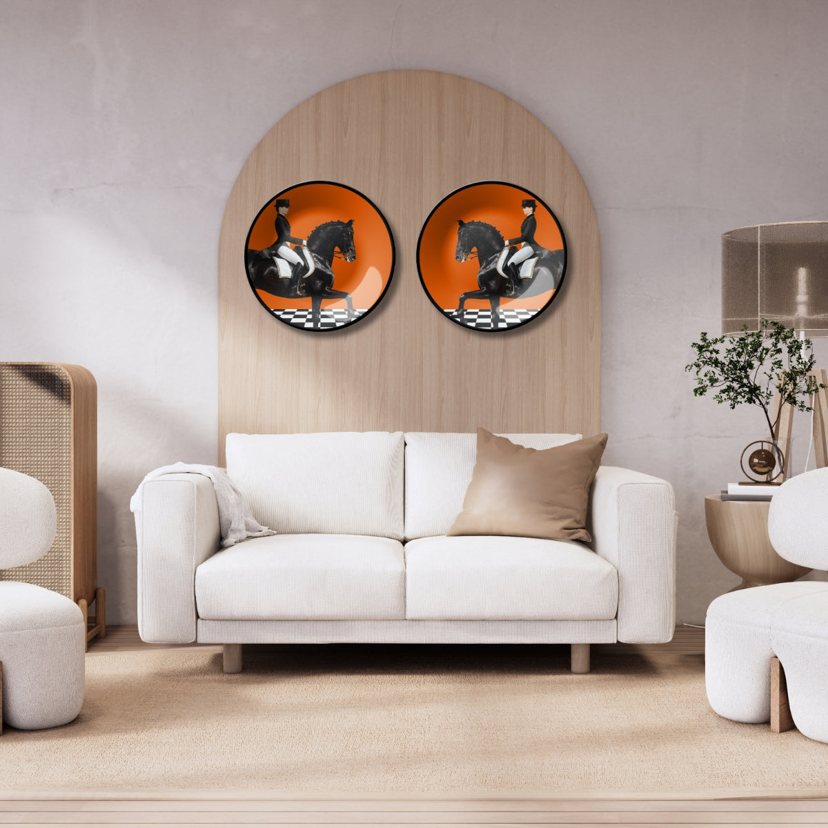 Set of 2 Man On The Black Horse Quiet Luxury Wall Plate Décor