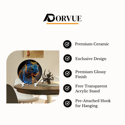 Electric Spirit Panther Ceramic Decorative Wall Plate For Home Décor