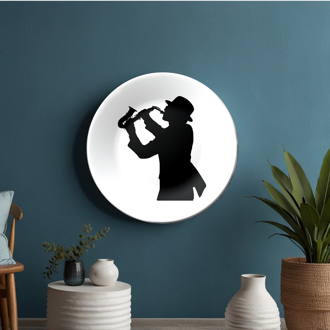 Saxophone Player Wall Art Vintage Home Décor Wall Plate