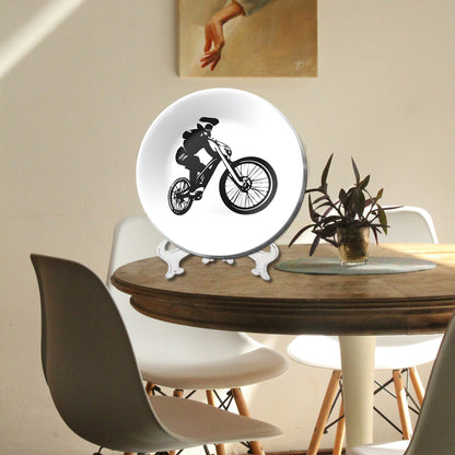 Mountain Bike Wall Art Monochrome Decorative Wall Plate