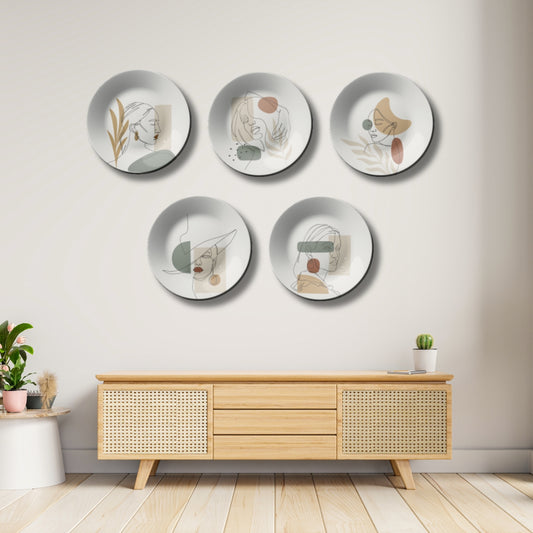 Set of 5 Boho Women Wall Plates Art Wall Décor