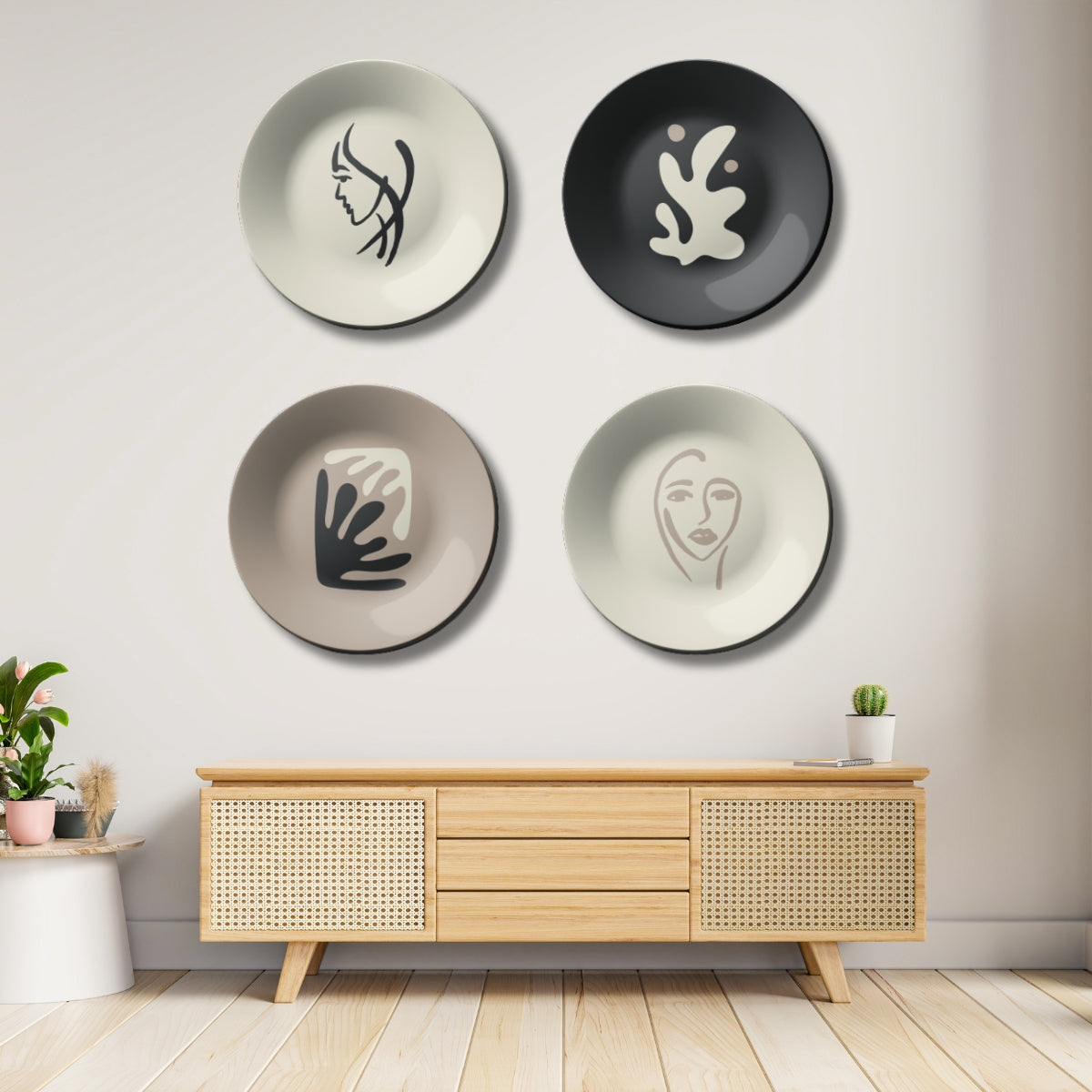 Set of 4 Minimalistic  Art Clam Luxury Wall Plates Home Décor