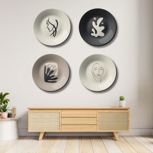 Set of 4 Minimalistic  Art Clam Luxury Wall Plates Home Décor