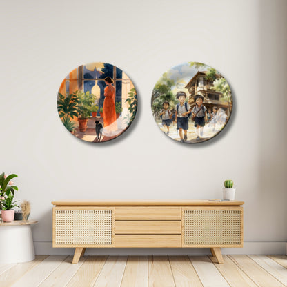 Set of 2 Timeless Tales Mother Waiting For Kids Home Décor Wall Plates