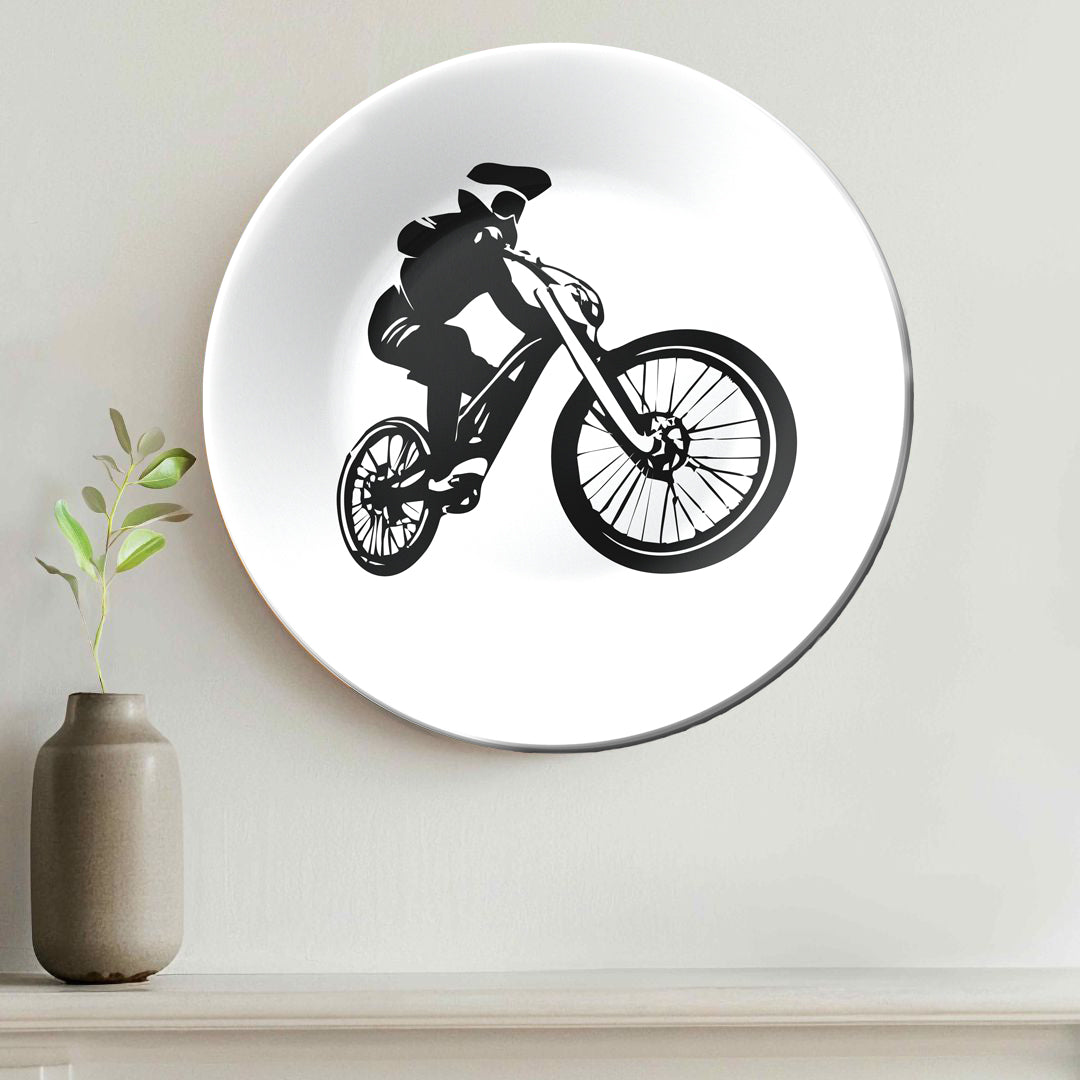 Mountain Bike Wall Art Monochrome Decorative Wall Plate
