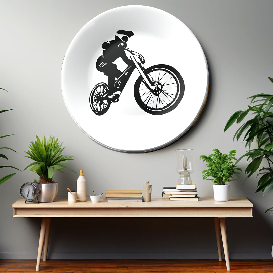 Mountain Bike Wall Art Monochrome Decorative Wall Plate