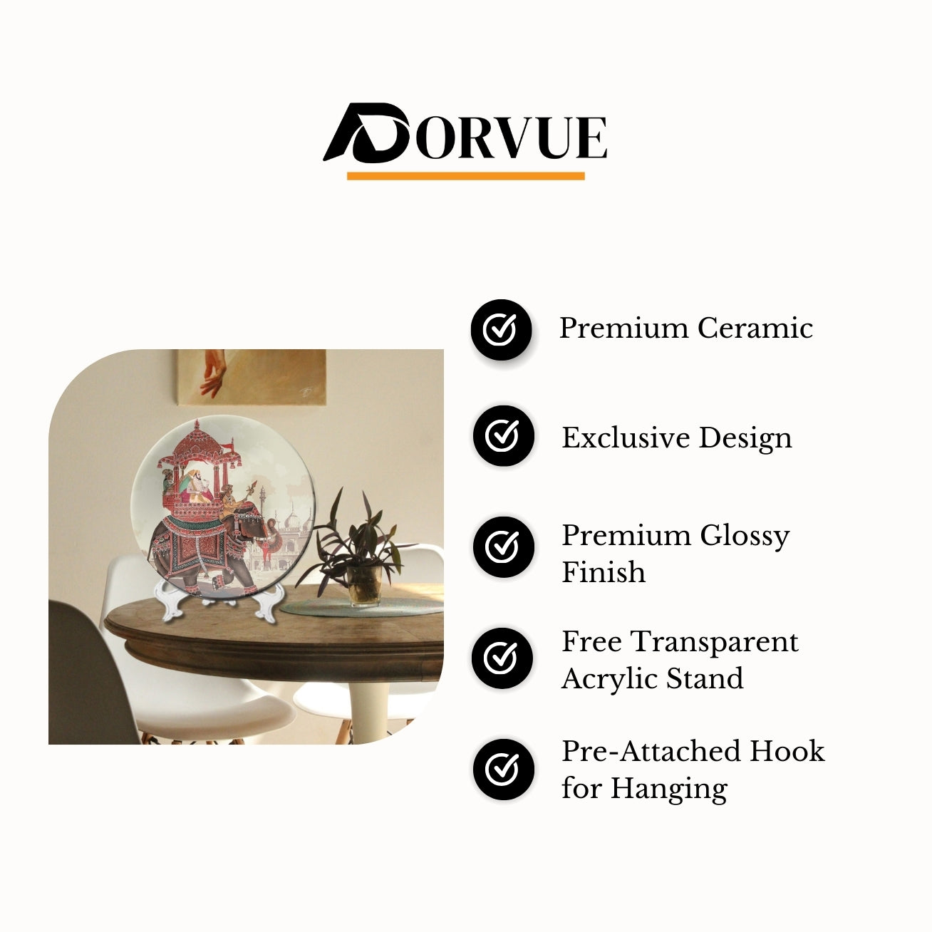 King on Royal Elephant Ceramic Wall Plate Home Décor