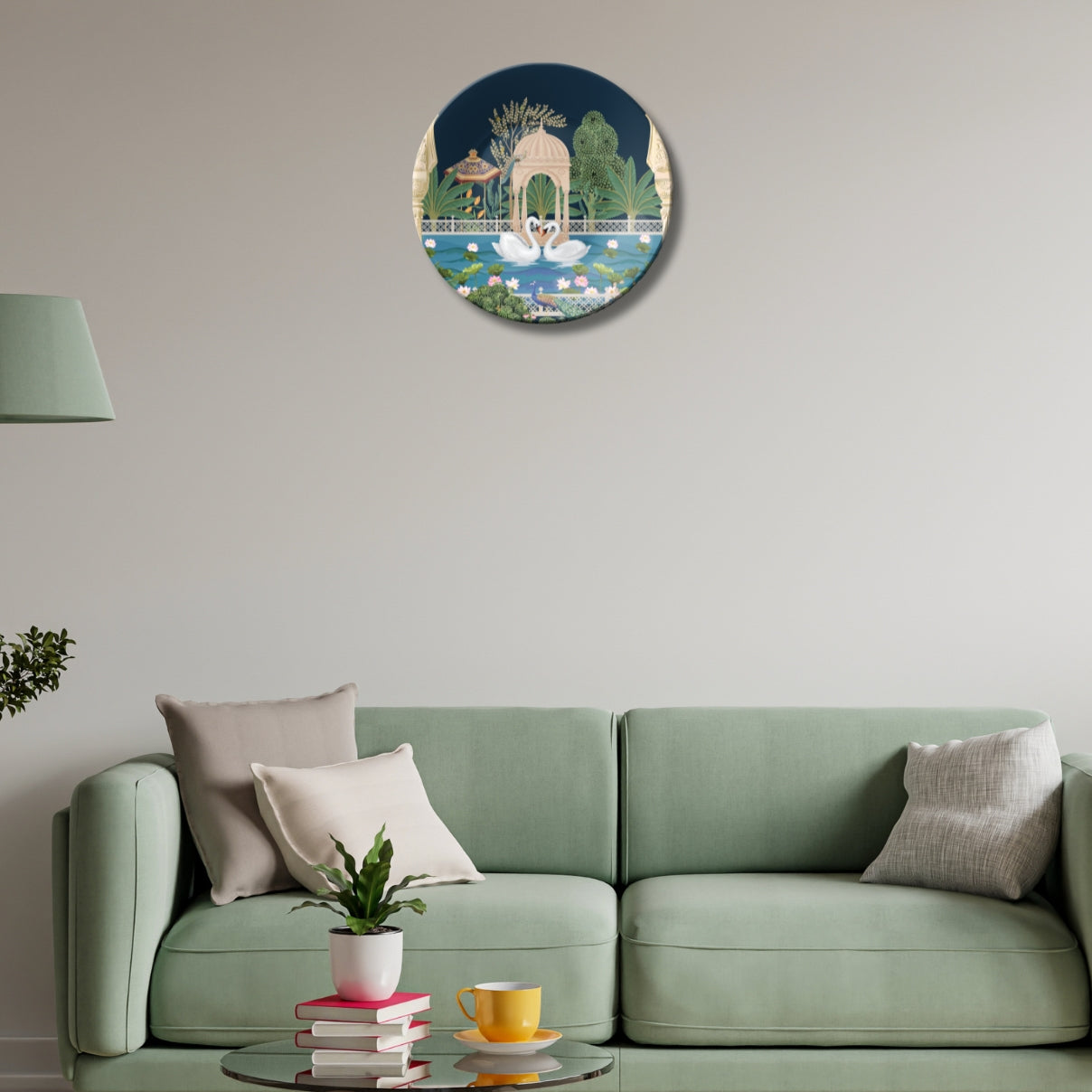 Swan Couple Ceramic Wall Plate Home Décor