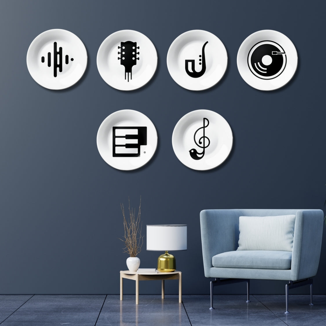 Set of 6 Euphonic Beat Home Décor Wall Plates