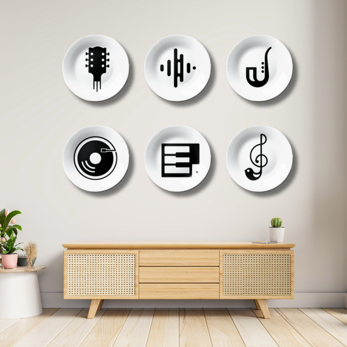 Set of 6 Euphonic Beat Home Décor Wall Plates