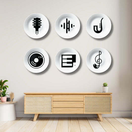 Set of 6 Euphonic Beat Home Décor Wall Plates