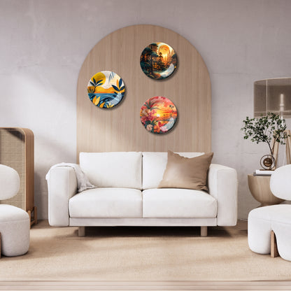 Set of 3 Sunset Serene Home Décor Wall Plates