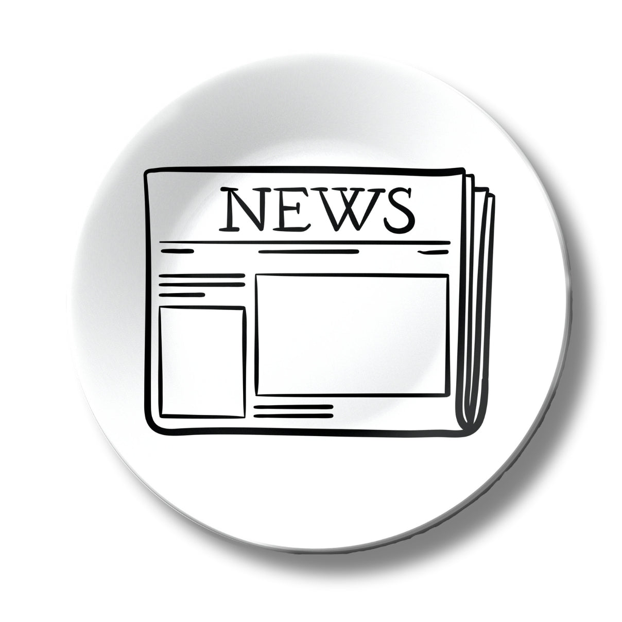 Timeless Print Newspaper Black and White Decorative Wall Plate