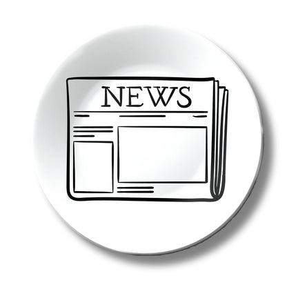 Timeless Print Newspaper Black and White Decorative Wall Plate