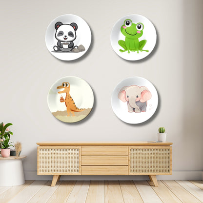 Set of 4 Wild Wonders Kids Room or Nursery Wall Décor Ceramic Wall Plates