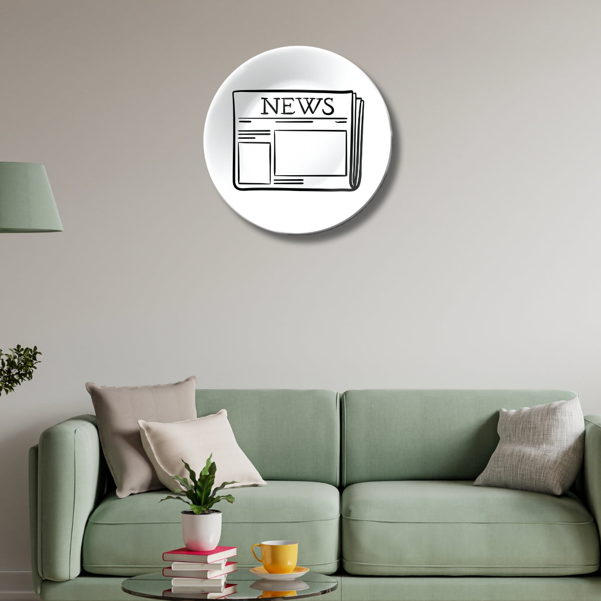 Timeless Print Newspaper Black and White Decorative Wall Plate