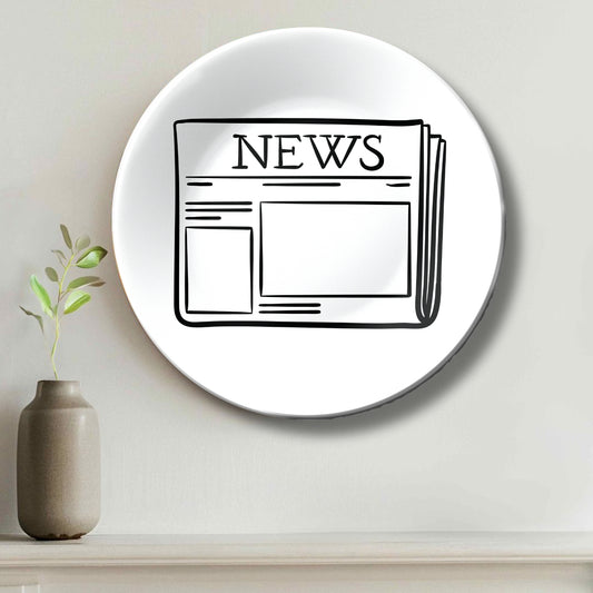 Timeless Print Newspaper Black and White Decorative Wall Plate