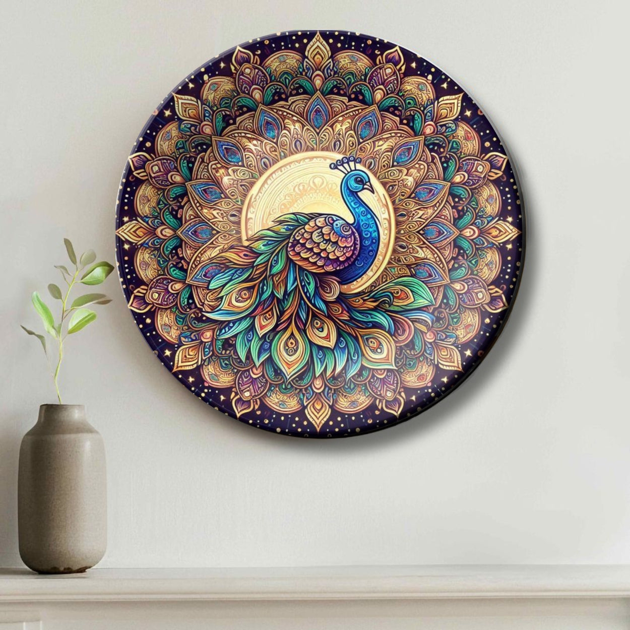 Royal Peacock Wall Hanging Mandala Decorative Wall Plate