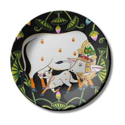 Cow and Calf Pichwai Wall Plate Vastu Home Décor