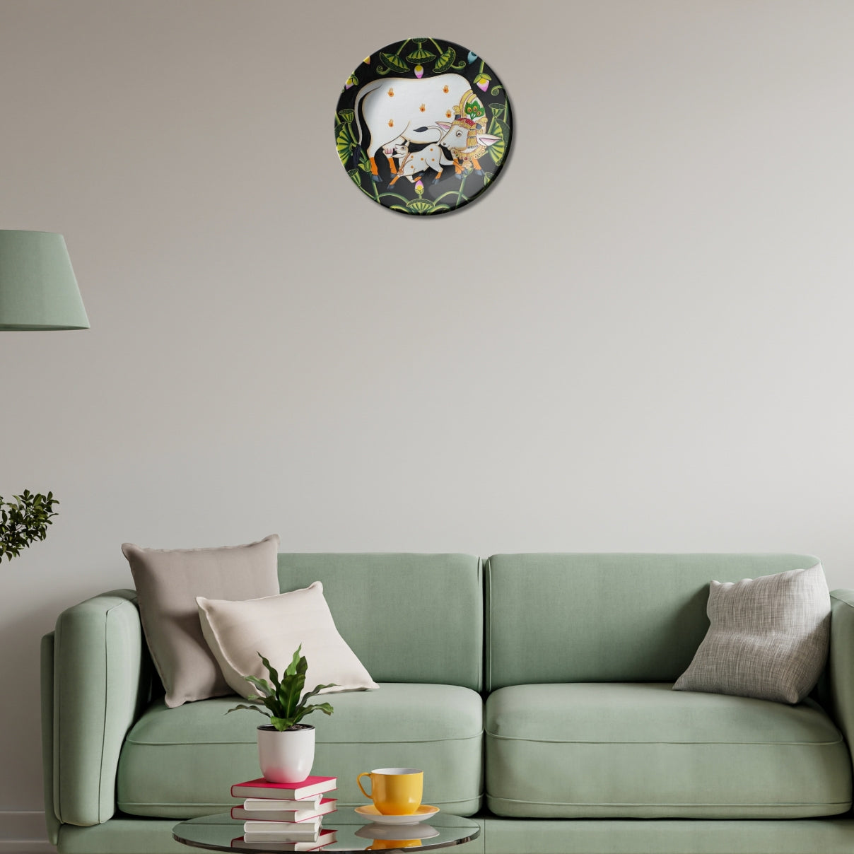 Cow and Calf Pichwai Wall Plate Vastu Home Décor